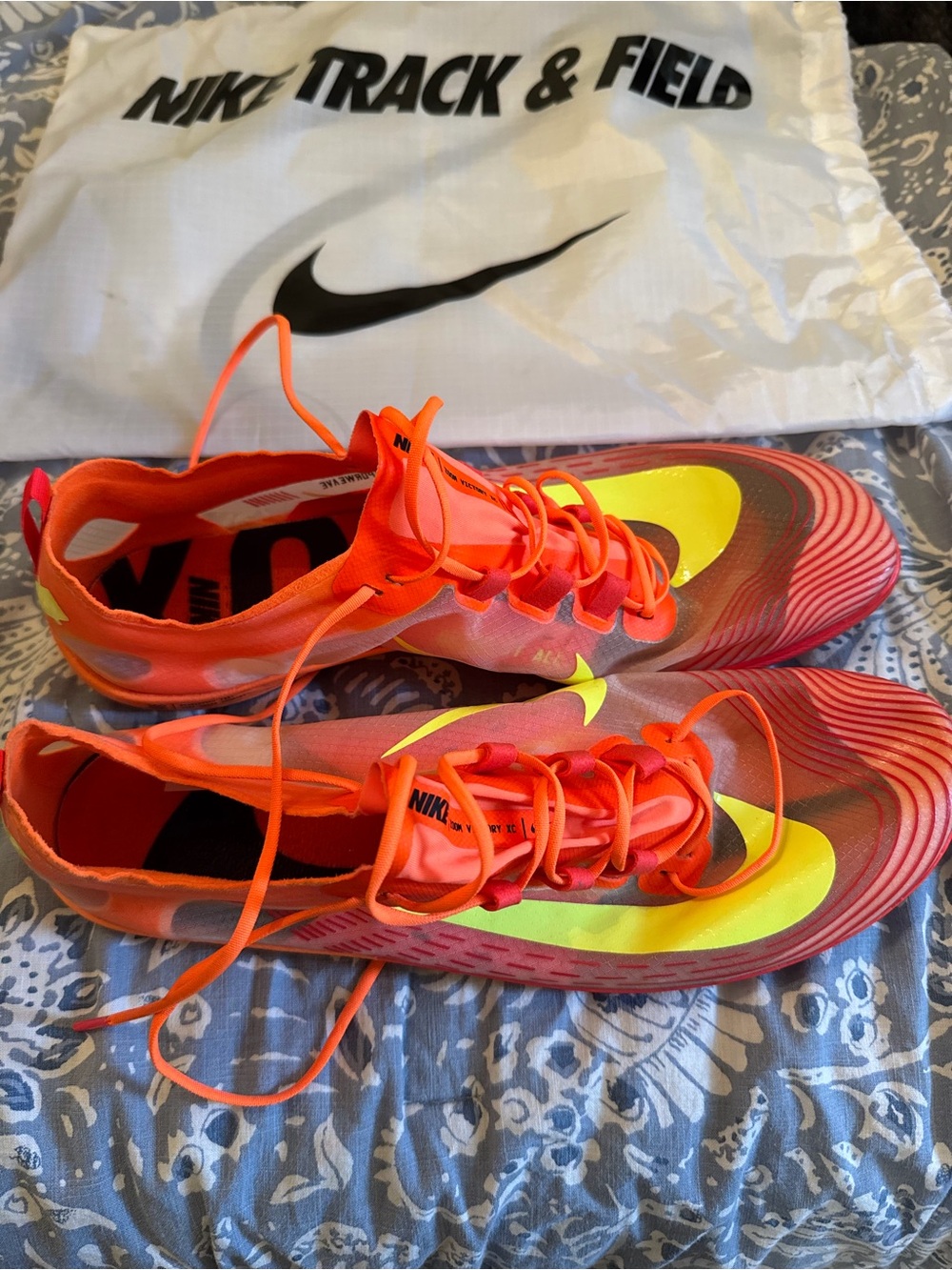 Nike Men Track Shoes with Spikes — Neon Orange & Yellow